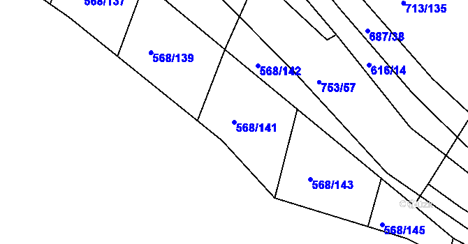 Parcela st. 568/141 v KÚ Mlékojedy u Neratovic, Katastrální mapa