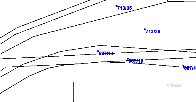 Parcela st. 687/14 v KÚ Mlékojedy u Neratovic, Katastrální mapa