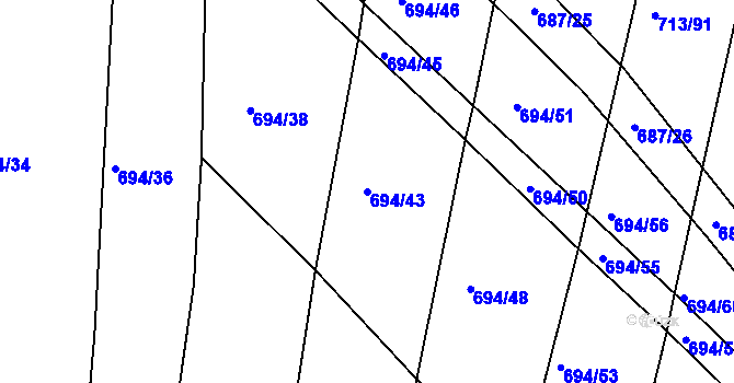 Parcela st. 694/43 v KÚ Mlékojedy u Neratovic, Katastrální mapa