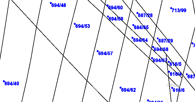 Parcela st. 694/57 v KÚ Mlékojedy u Neratovic, Katastrální mapa