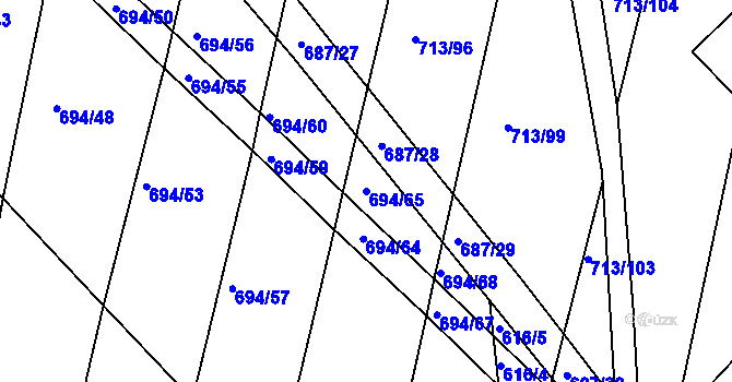 Parcela st. 694/65 v KÚ Mlékojedy u Neratovic, Katastrální mapa
