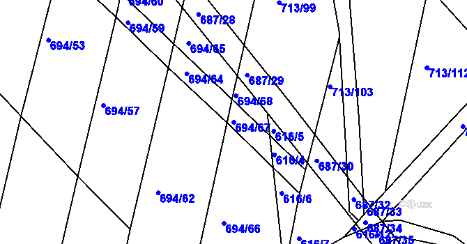 Parcela st. 694/67 v KÚ Mlékojedy u Neratovic, Katastrální mapa