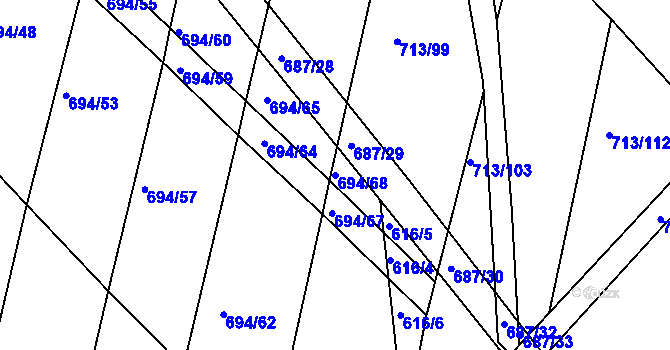 Parcela st. 694/68 v KÚ Mlékojedy u Neratovic, Katastrální mapa