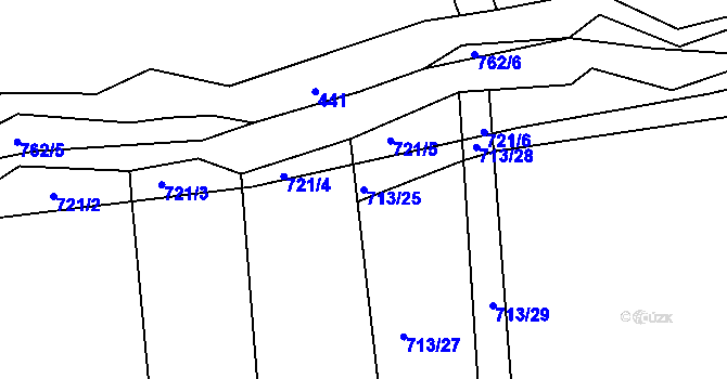 Parcela st. 713/25 v KÚ Mlékojedy u Neratovic, Katastrální mapa