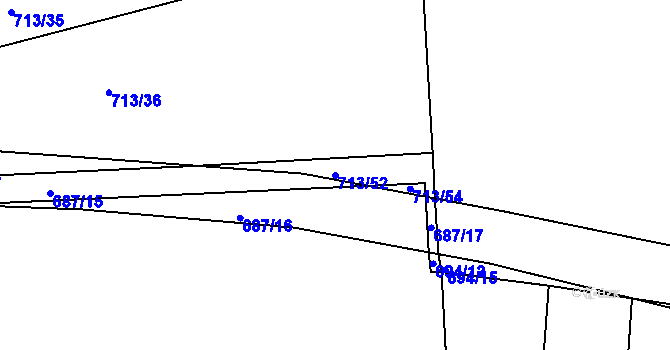 Parcela st. 713/52 v KÚ Mlékojedy u Neratovic, Katastrální mapa