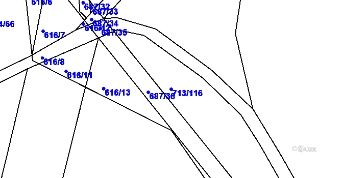 Parcela st. 713/116 v KÚ Mlékojedy u Neratovic, Katastrální mapa