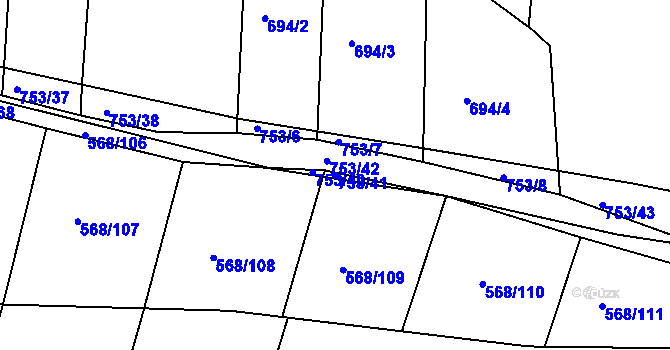 Parcela st. 753/41 v KÚ Mlékojedy u Neratovic, Katastrální mapa
