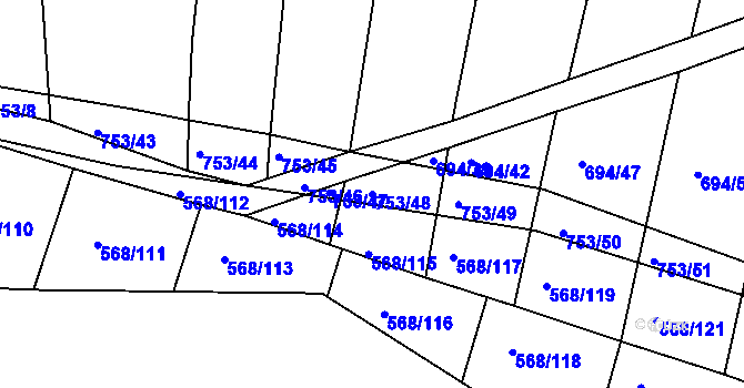 Parcela st. 753/48 v KÚ Mlékojedy u Neratovic, Katastrální mapa