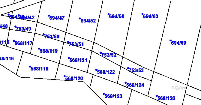 Parcela st. 753/52 v KÚ Mlékojedy u Neratovic, Katastrální mapa