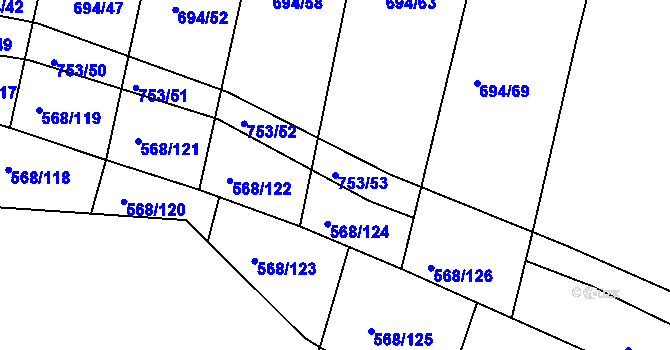 Parcela st. 753/53 v KÚ Mlékojedy u Neratovic, Katastrální mapa