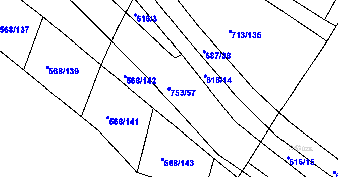 Parcela st. 753/57 v KÚ Mlékojedy u Neratovic, Katastrální mapa