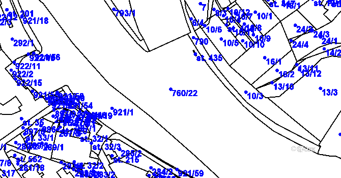 Parcela st. 760/22 v KÚ Mlékojedy u Neratovic, Katastrální mapa