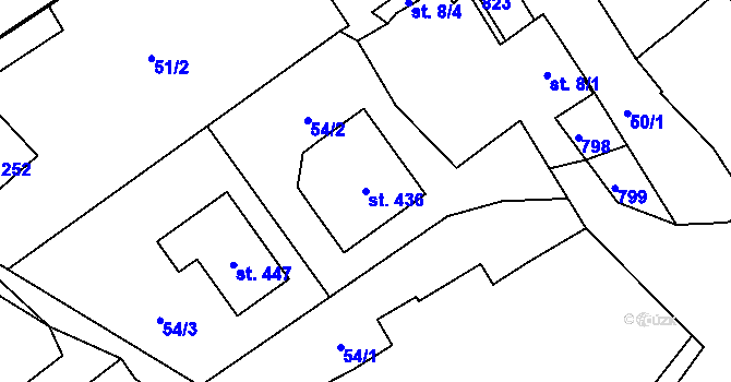 Parcela st. 436 v KÚ Mlékojedy u Neratovic, Katastrální mapa