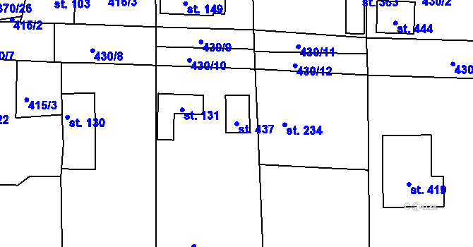 Parcela st. 437 v KÚ Mlékojedy u Neratovic, Katastrální mapa