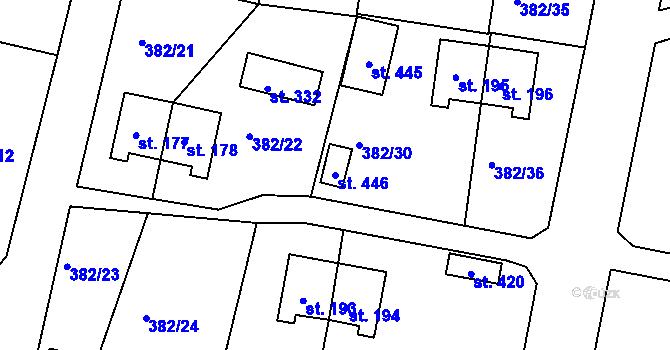 Parcela st. 446 v KÚ Mlékojedy u Neratovic, Katastrální mapa