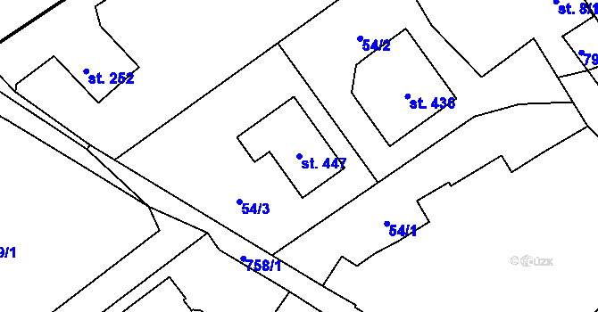 Parcela st. 447 v KÚ Mlékojedy u Neratovic, Katastrální mapa
