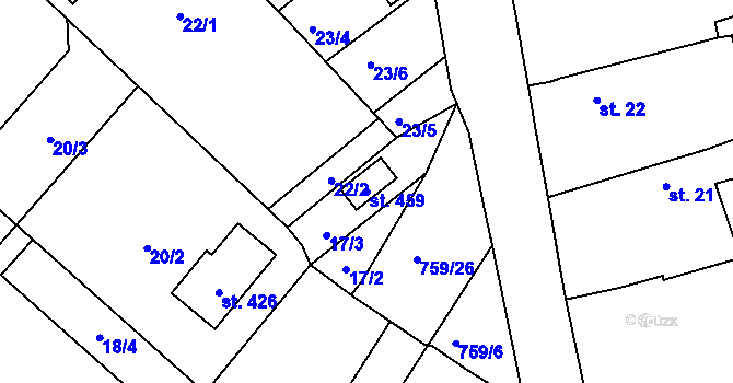 Parcela st. 459 v KÚ Mlékojedy u Neratovic, Katastrální mapa