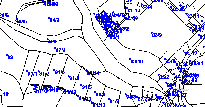 Parcela st. 373/1 v KÚ Dolní Nerestce, Katastrální mapa