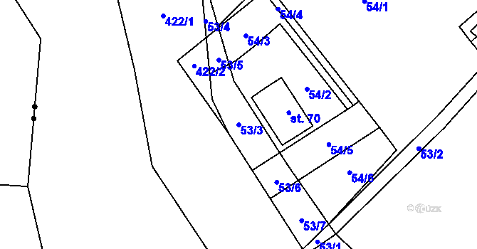 Parcela st. 53/3 v KÚ Dolní Nerestce, Katastrální mapa
