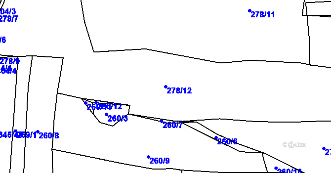 Parcela st. 278/12 v KÚ Horní Nerestce, Katastrální mapa