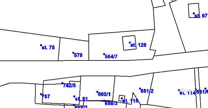 Parcela st. 564/7 v KÚ Nerošov, Katastrální mapa