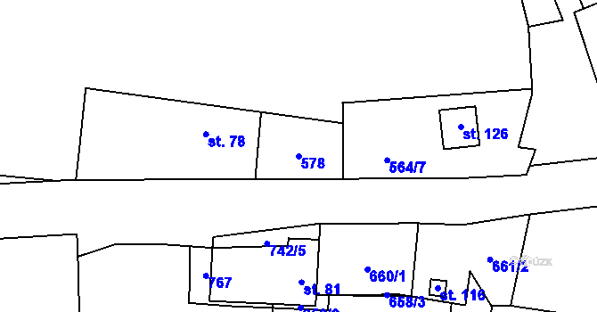 Parcela st. 578 v KÚ Nerošov, Katastrální mapa