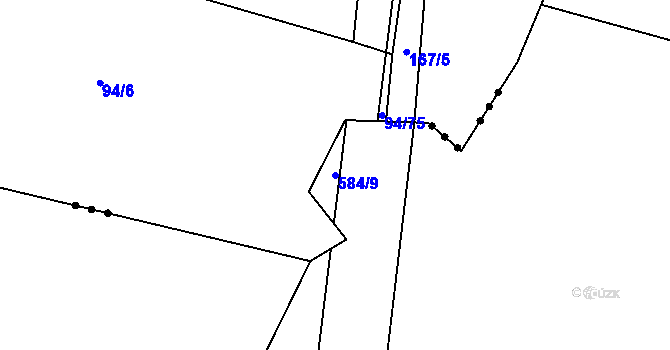 Parcela st. 584/9 v KÚ Nerošov, Katastrální mapa