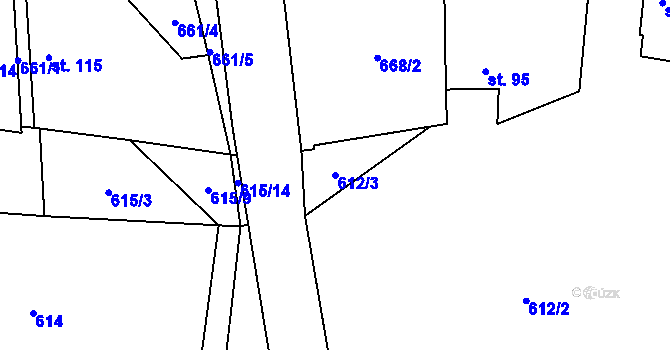 Parcela st. 612/3 v KÚ Nerošov, Katastrální mapa