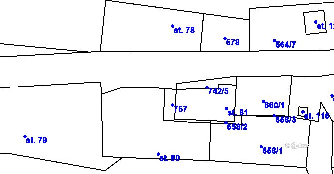 Parcela st. 742/6 v KÚ Nerošov, Katastrální mapa