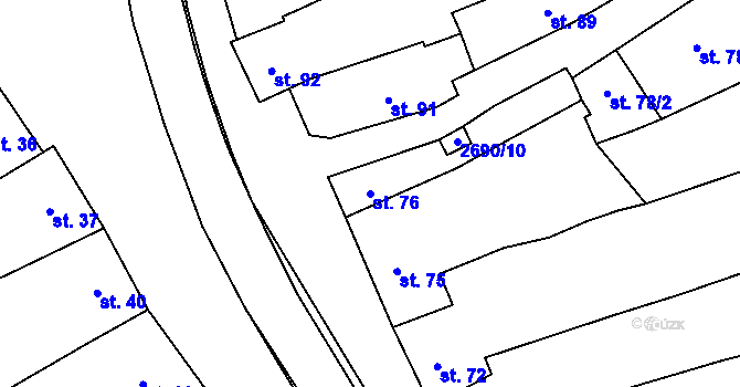 Parcela st. 76 v KÚ Neslovice, Katastrální mapa