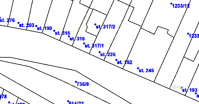 Parcela st. 225 v KÚ Neslovice, Katastrální mapa