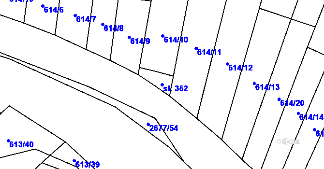 Parcela st. 352 v KÚ Neslovice, Katastrální mapa