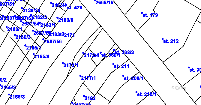 Parcela st. 368/1 v KÚ Neslovice, Katastrální mapa