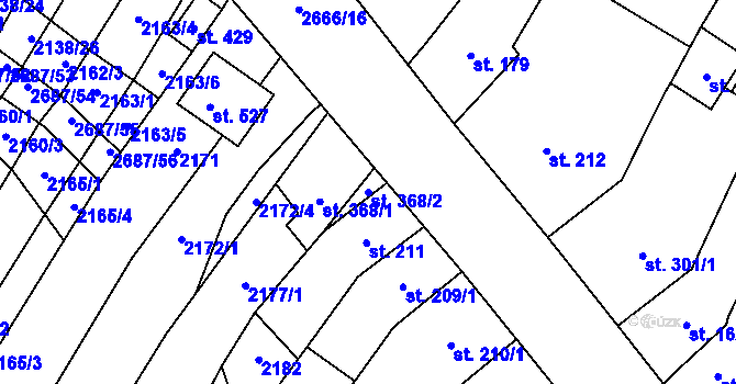 Parcela st. 368/2 v KÚ Neslovice, Katastrální mapa