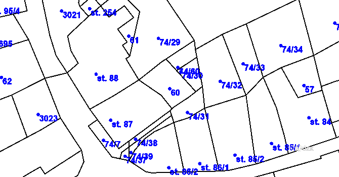 Parcela st. 60 v KÚ Neslovice, Katastrální mapa
