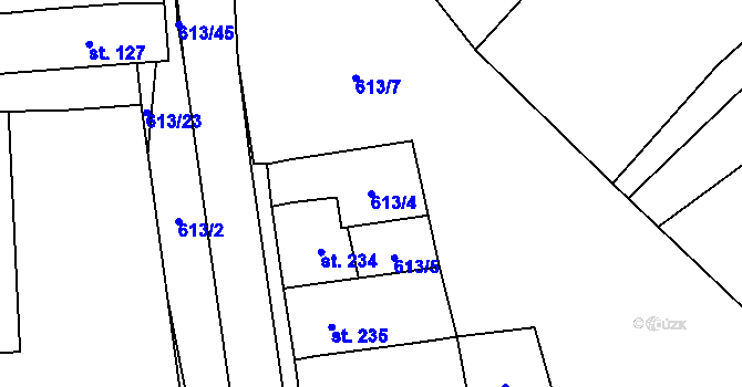 Parcela st. 613/4 v KÚ Neslovice, Katastrální mapa