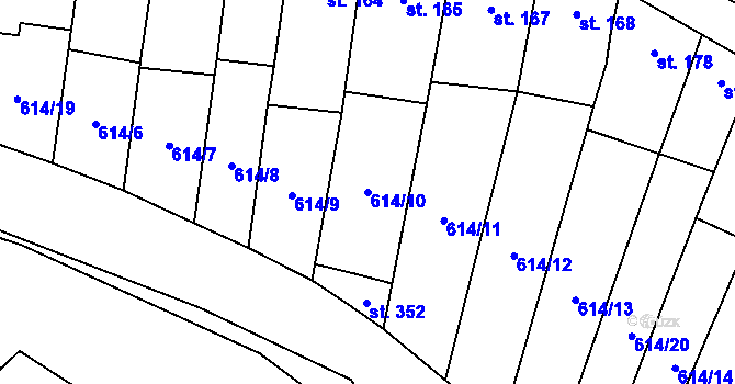 Parcela st. 614/10 v KÚ Neslovice, Katastrální mapa