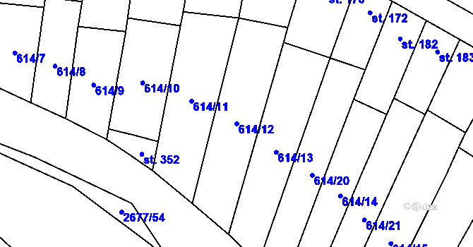 Parcela st. 614/12 v KÚ Neslovice, Katastrální mapa