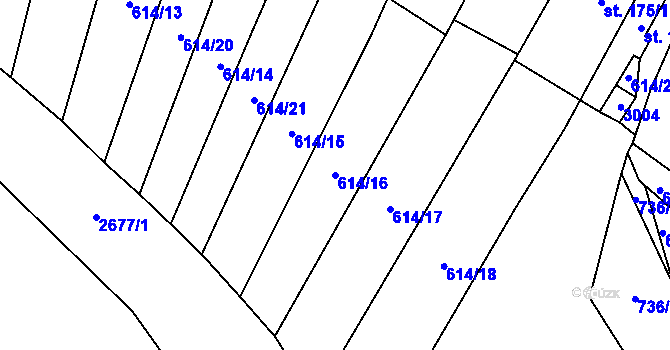 Parcela st. 614/16 v KÚ Neslovice, Katastrální mapa