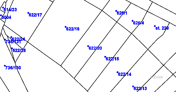 Parcela st. 622/20 v KÚ Neslovice, Katastrální mapa