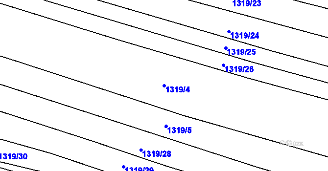 Parcela st. 1319/4 v KÚ Neslovice, Katastrální mapa