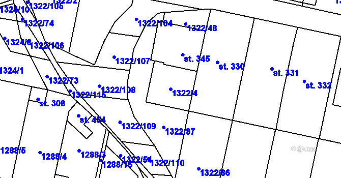 Parcela st. 1322/4 v KÚ Neslovice, Katastrální mapa