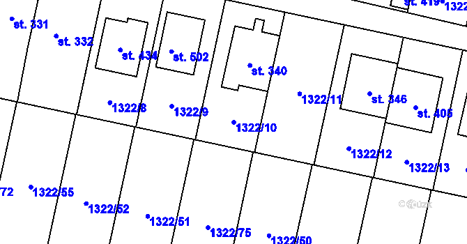 Parcela st. 1322/10 v KÚ Neslovice, Katastrální mapa