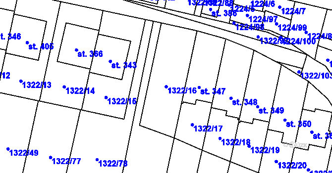 Parcela st. 1322/16 v KÚ Neslovice, Katastrální mapa