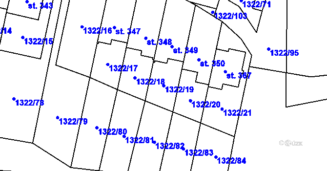 Parcela st. 1322/19 v KÚ Neslovice, Katastrální mapa
