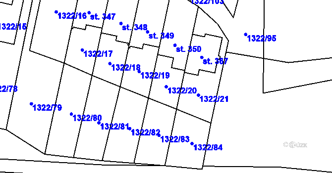 Parcela st. 1322/20 v KÚ Neslovice, Katastrální mapa