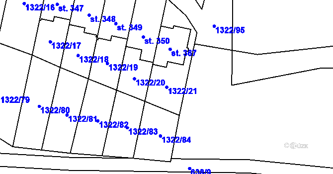 Parcela st. 1322/21 v KÚ Neslovice, Katastrální mapa