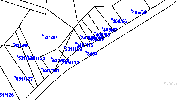 Parcela st. 406/8 v KÚ Neslovice, Katastrální mapa