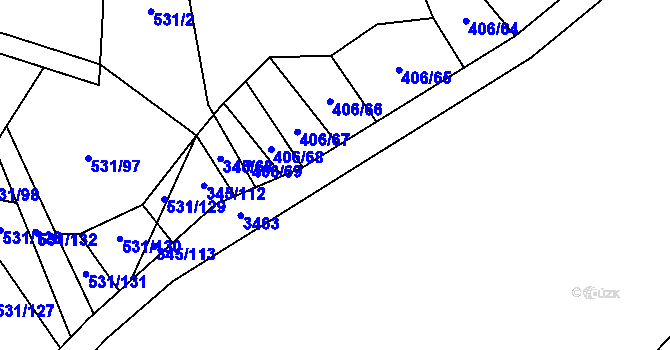 Parcela st. 406/9 v KÚ Neslovice, Katastrální mapa