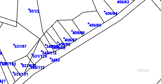 Parcela st. 406/10 v KÚ Neslovice, Katastrální mapa